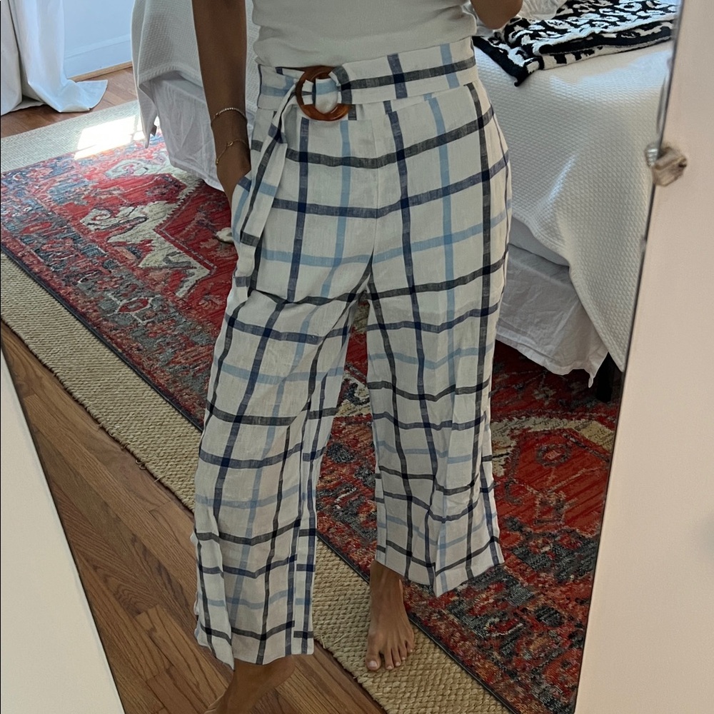 Red Carter Blue and White Checkered Wide Leg Pants